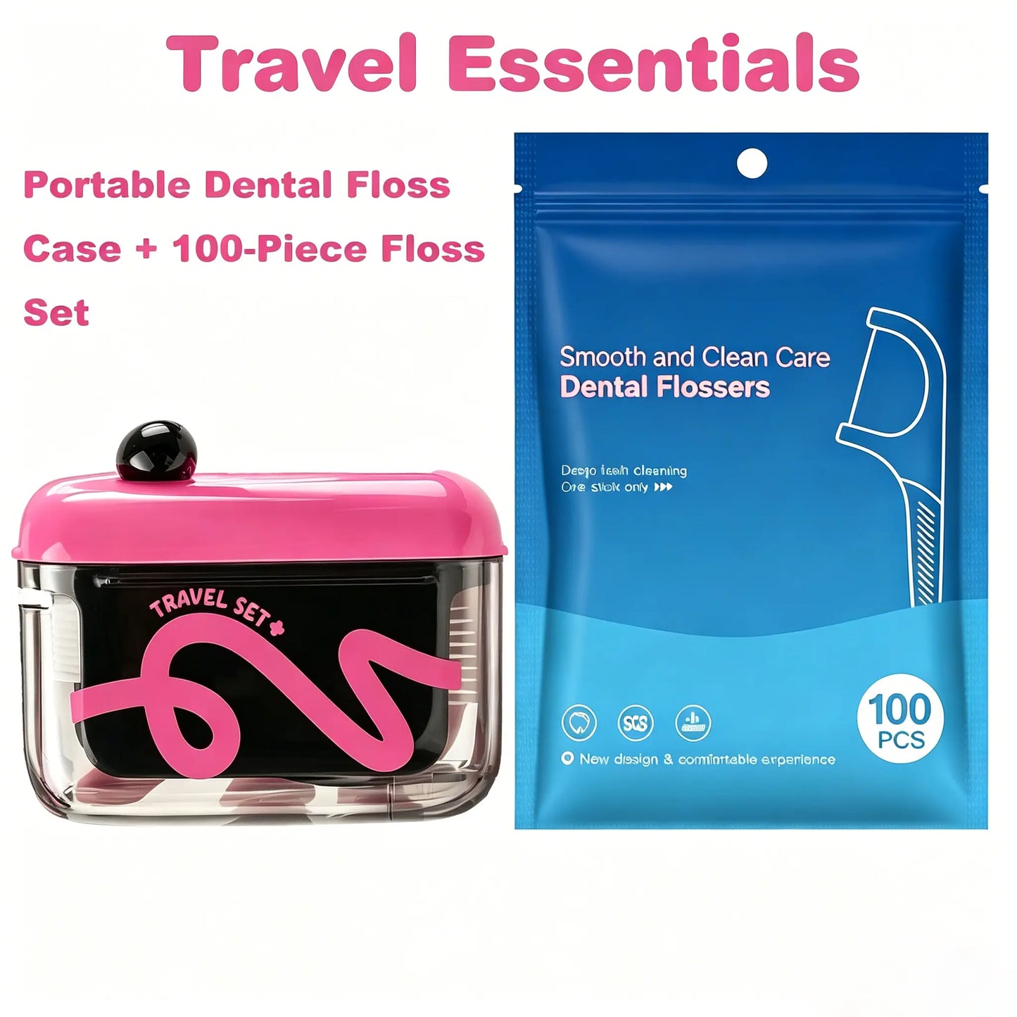 Travel-sized storage case - features an automatic pop-up dispenser, portable and refillable, perfect for oral care at home, in restaurants, and while traveling.