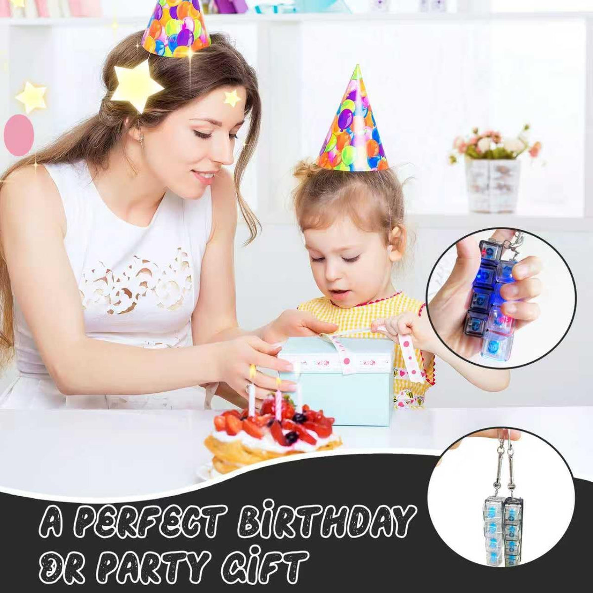Glowing Keyboard Fidget Keychain, 4-In-1 Decompression Button, Stress Relief Fidget Gift, Transparent Color/, 1 Pcs