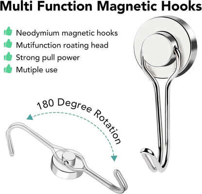 8/16 Pack Swivel Swing Magnetic Hooks 30LBS – Strong Neodymium Hooks for Cruise Cabins, Kitchen, Fridge & Other Magnetic Surfaces, Cruise Essentials 2026