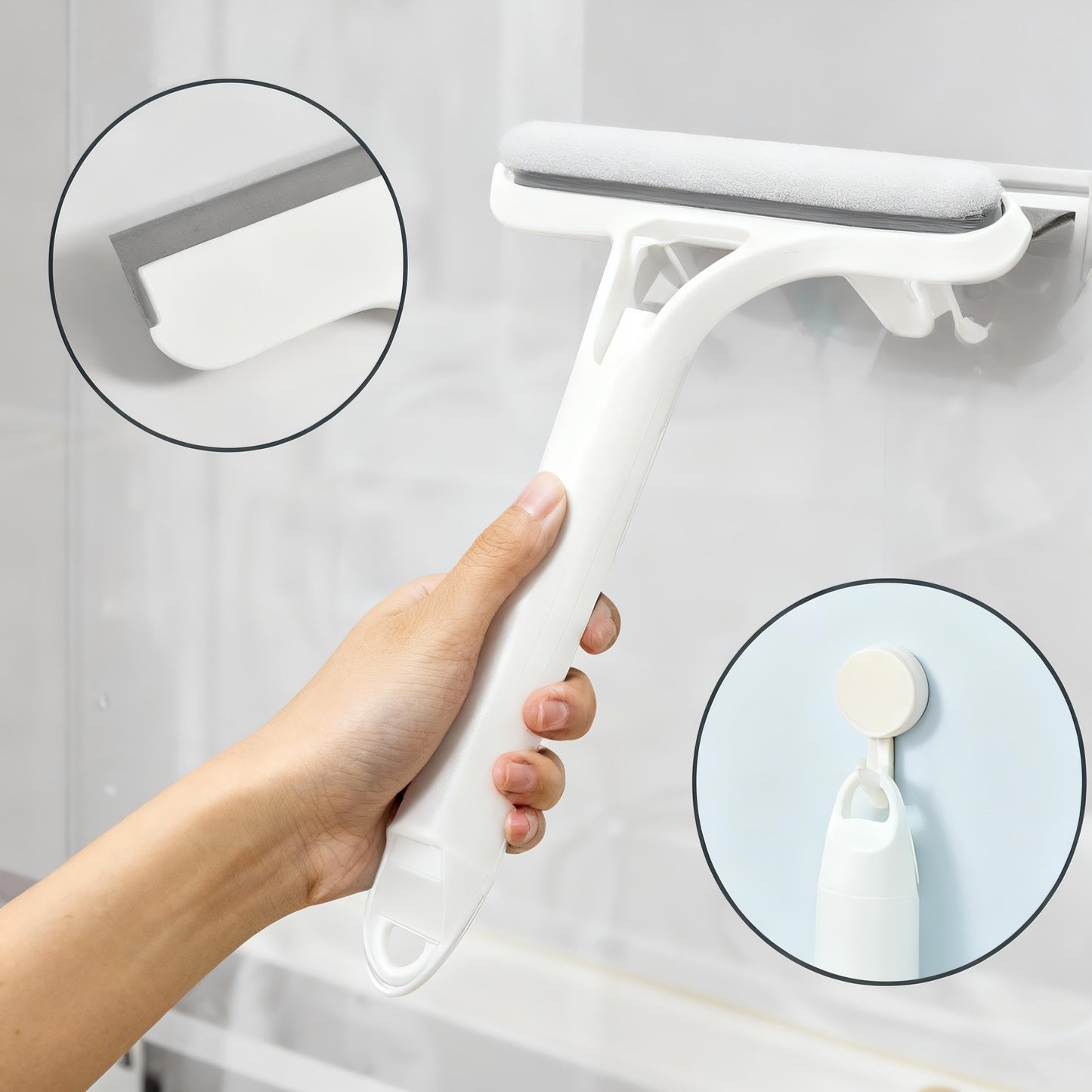 Limpiacristales 3 en 1, raspador, escurridor y estropajo con pulverizador, herramienta de limpieza multifuncional para el hogar, limpiador de parabrisas de coche, toallita ligera de microfibra de silicona