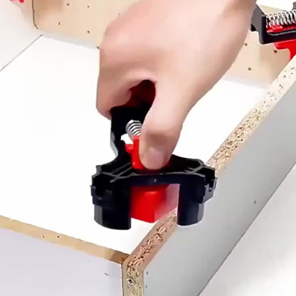 4 Abrazaderas de Esquina de Ángulo Recto Ajustables con Resorte - Abrazaderas de Carpintería de Plástico de Alta Resistencia con Mango Ergonómico y Mecanismo de Bloqueo, Abrazadera con Rosca, Sujeción Multiángulo para Gabinetes, Marcos de Fotos