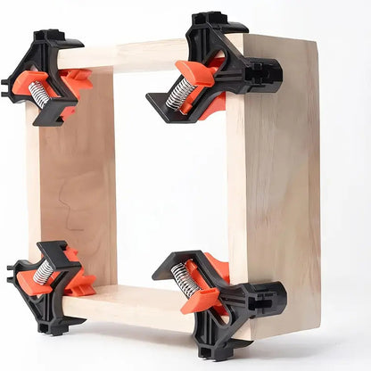 4 Abrazaderas de Esquina de Ángulo Recto Ajustables con Resorte - Abrazaderas de Carpintería de Plástico de Alta Resistencia con Mango Ergonómico y Mecanismo de Bloqueo, Abrazadera con Rosca, Sujeción Multiángulo para Gabinetes, Marcos de Fotos