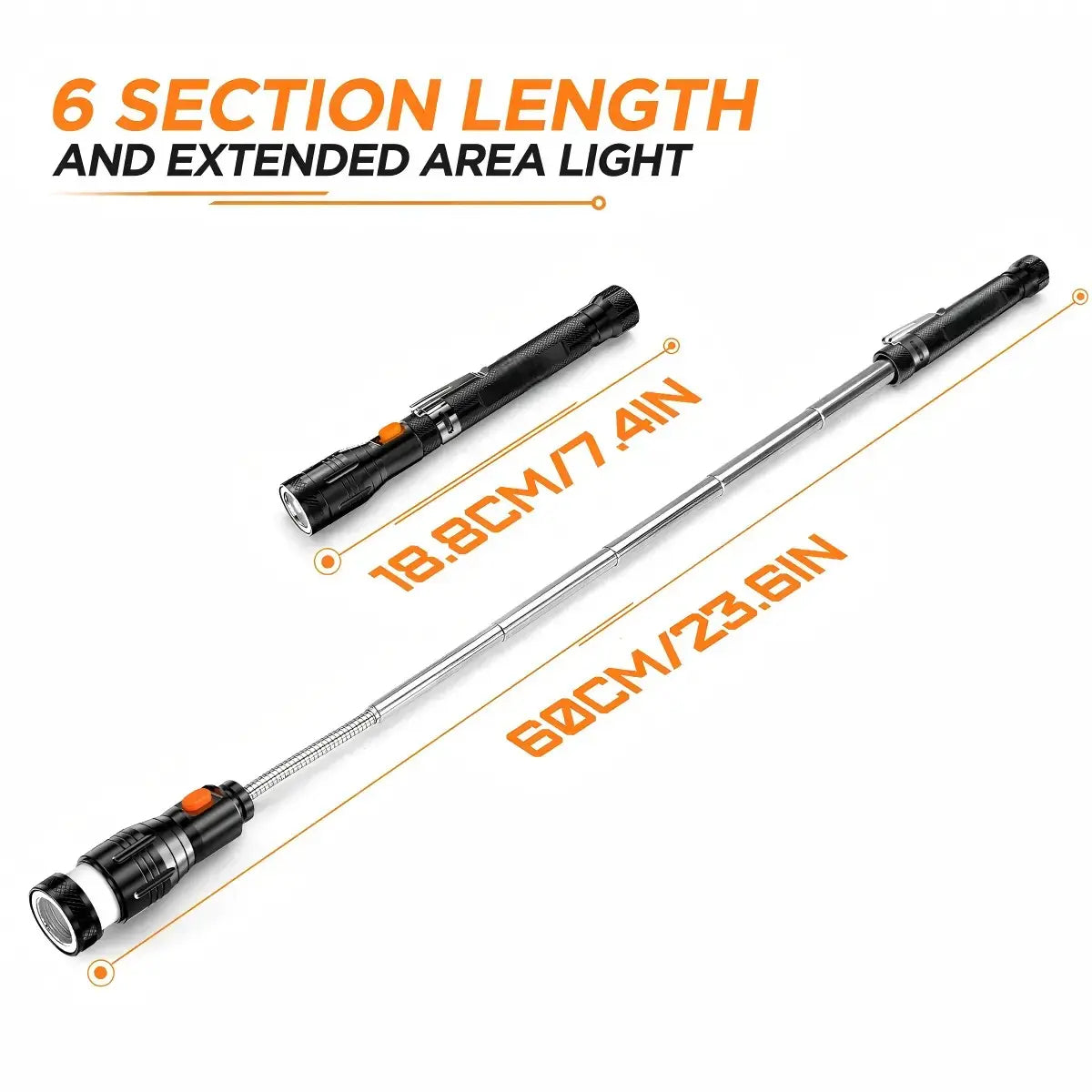 Herramientas magnéticas extensibles de recogida – Imán telescópico con linterna LED. Regalos para hombres, regalos del Día del Padre para hombres de parte de hija o hijo, regalos de cumpleaños para hombres, papá, él, accesorios para coche
