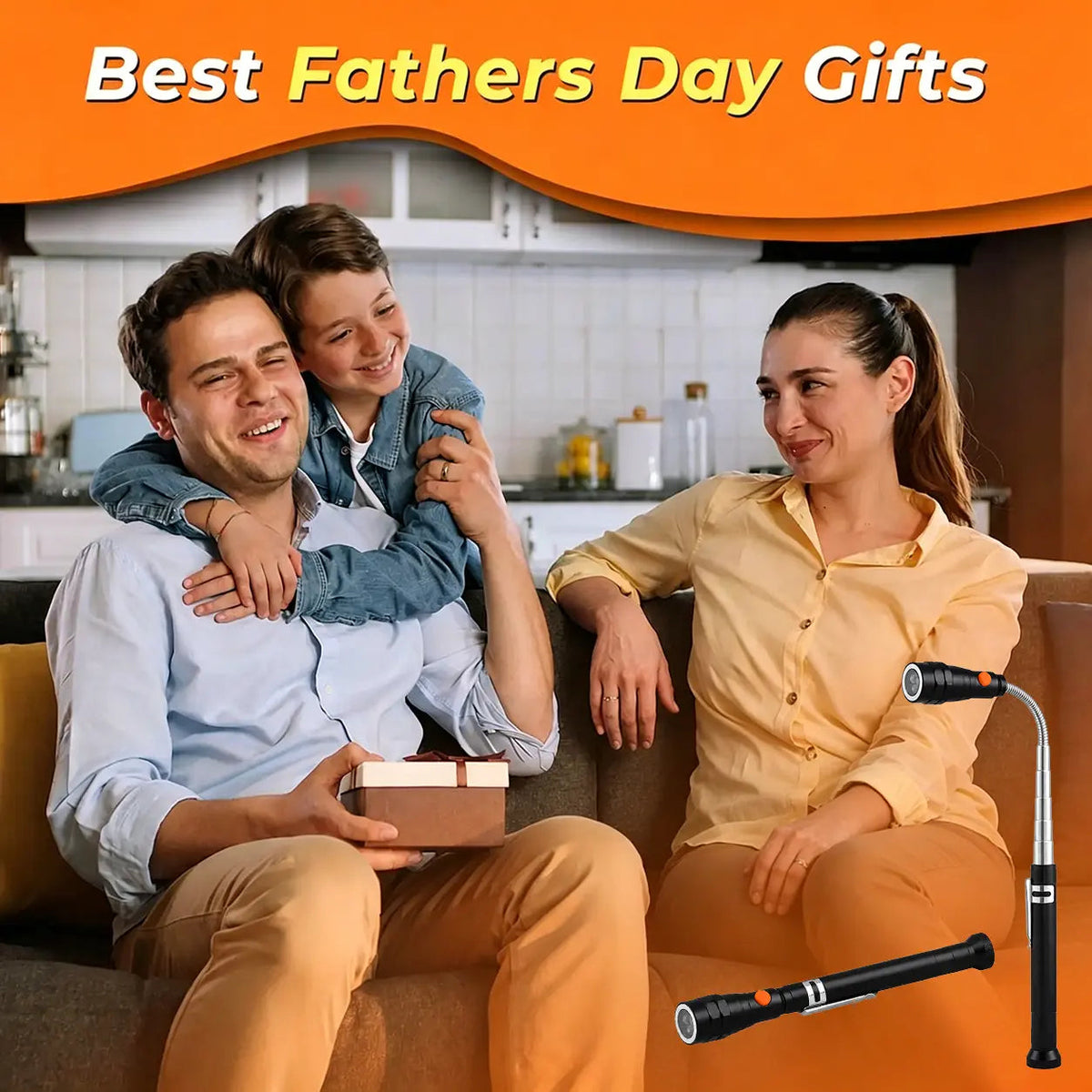 Herramientas magnéticas extensibles de recogida – Imán telescópico con linterna LED. Regalos para hombres, regalos del Día del Padre para hombres de parte de hija o hijo, regalos de cumpleaños para hombres, papá, él, accesorios para coche